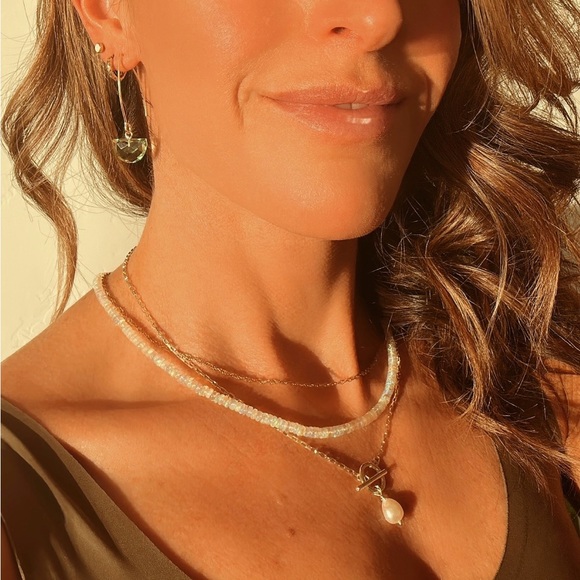 Waterproof Gold Toggle Necklace Baroque Pearl non-tarnish Gold Chain Necklace - Picture 13 of 14